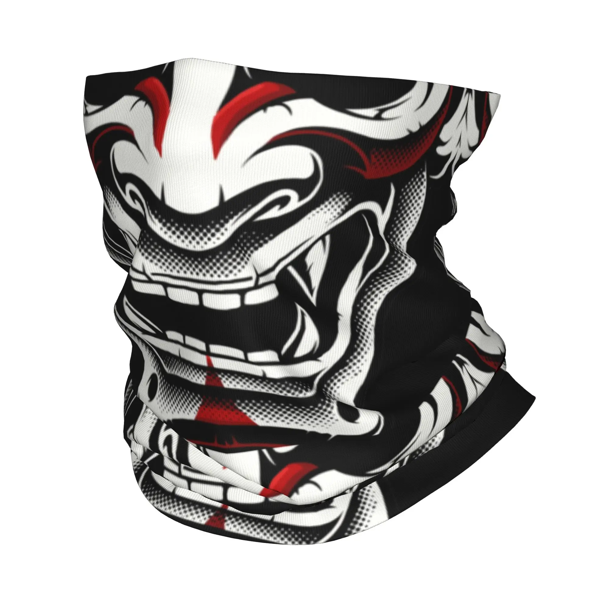 Neck Gaiter Face Cover - Yeni Beyaz Kırmızı Okami Kitsune Kabuki