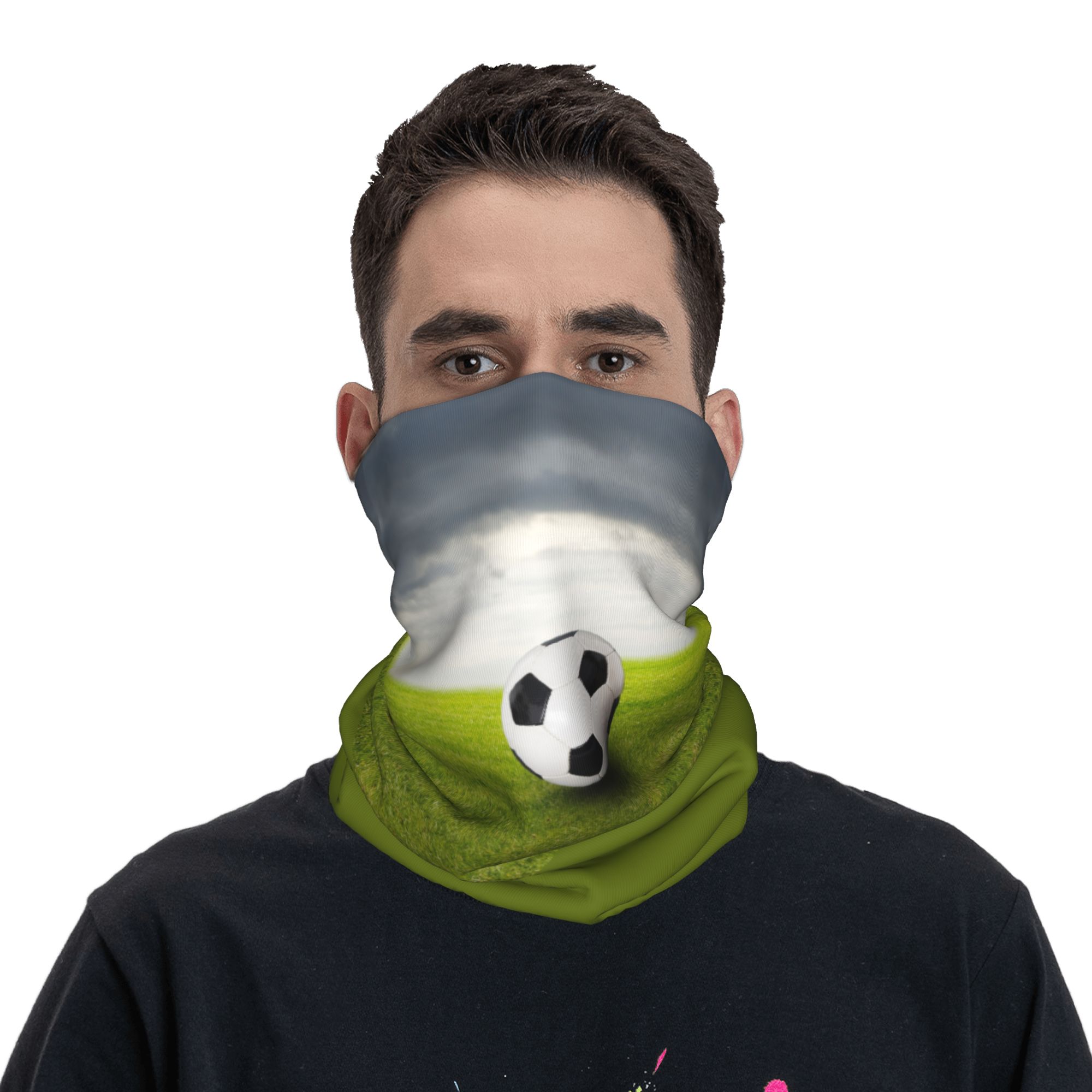 Özel futbol topu çim üzerinde  - Neck Gaiter Face Cover incelemesi ve fiyatı